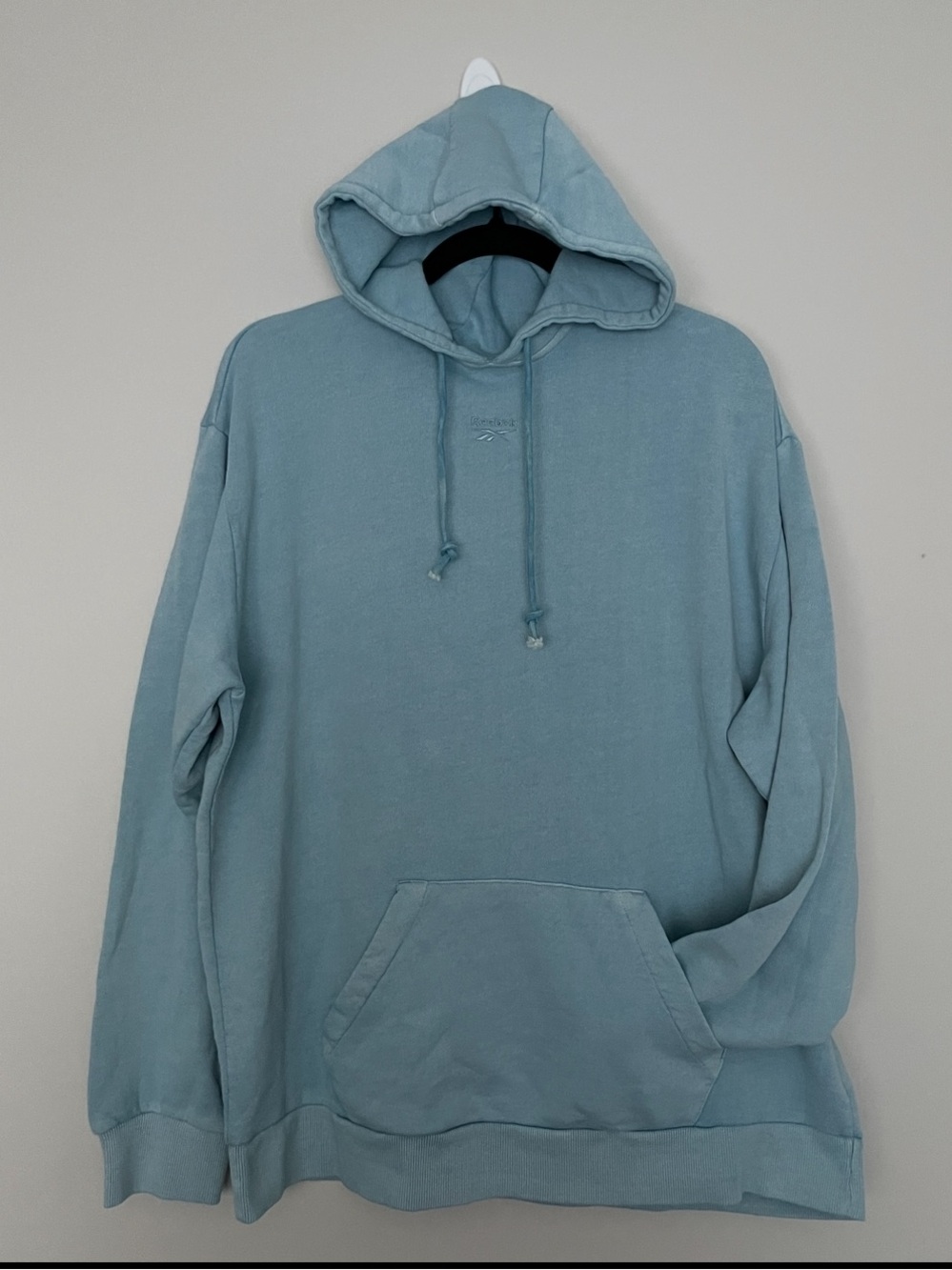 Reebok Womens Identity Washed Light Blue Pullover Hoodie Size M